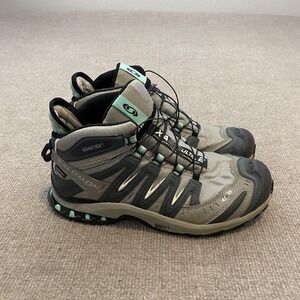 Salomon Boots Womens Size 8.5 Gray Gore-Tex Waterproof Ankle Hiking Trail XA 3D